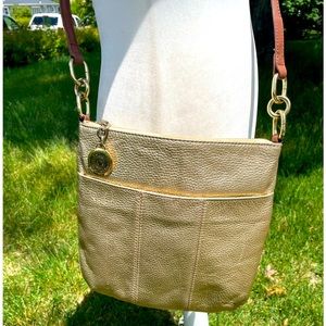 Tommy Hilfiger’s Gold Genuine Leather Crossbody Bag
